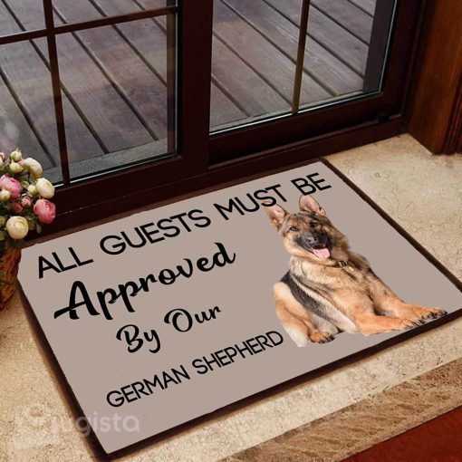 all guests must be approved by our german shepherd lying down doormat 1