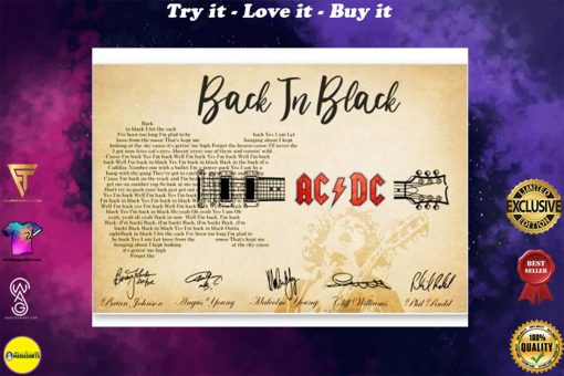 back in black guitar lyrics acdc rockband poster