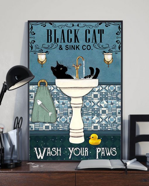 black cat and sink co wash your paws retro poster 3