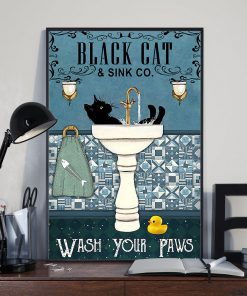 black cat and sink co wash your paws retro poster 3