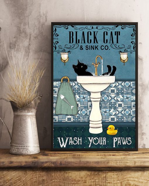 black cat and sink co wash your paws retro poster 4