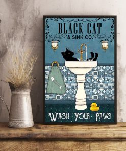 black cat and sink co wash your paws retro poster 4
