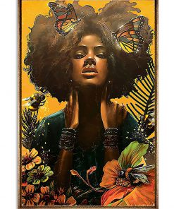 black woman with butterfly watercolor poster 1