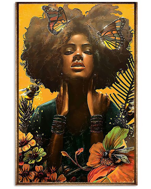 black woman with butterfly watercolor poster 1