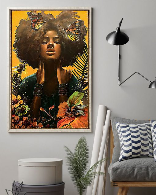 black woman with butterfly watercolor poster 2