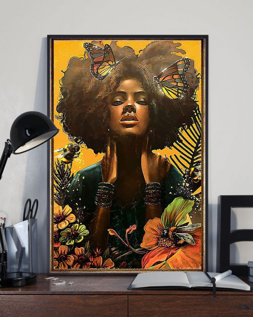 black woman with butterfly watercolor poster 3