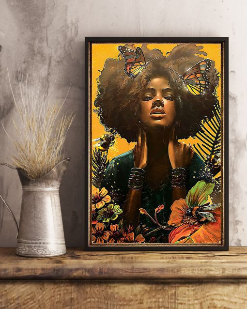 black woman with butterfly watercolor poster 4