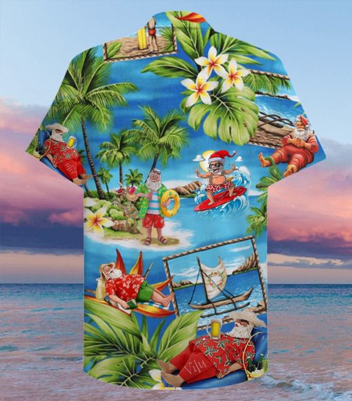 christmas santa claus surfing full printing hawaiian shirt 2