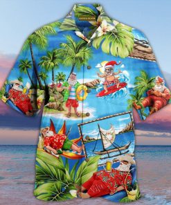 christmas santa claus surfing full printing hawaiian shirt 3