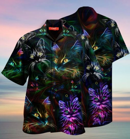 colorful cat full printing hawaiian shirt 1