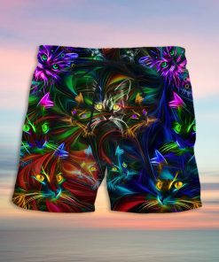 colorful cat full printing hawaiian shorts 1