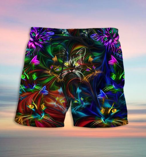 colorful cat full printing hawaiian shorts 3