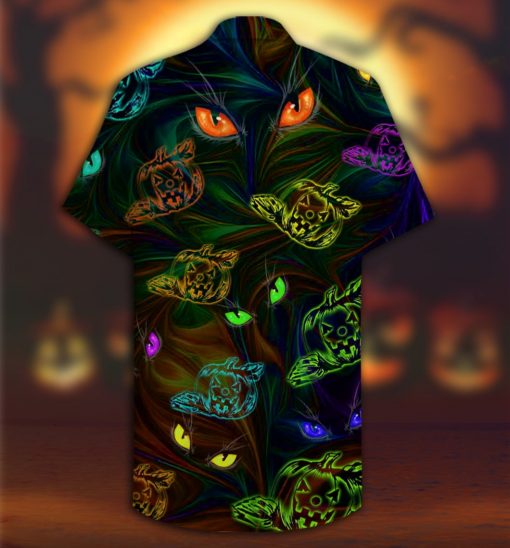 colorful groovy pumpkins cat eyes full printing hawaiian shirt 2