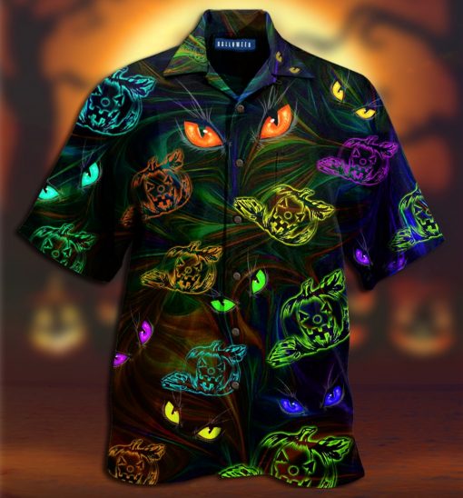 colorful groovy pumpkins cat eyes full printing hawaiian shirt 3
