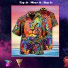 colorful lion king and queen full printing hawaiian shirt