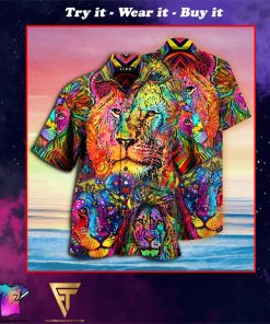 colorful lion king and queen full printing hawaiian shirt