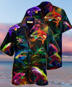 colorful shark full printing hawaiian shirt 1