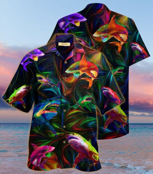 colorful shark full printing hawaiian shirt 1