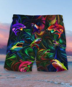 colorful shark full printing hawaiian shorts 2
