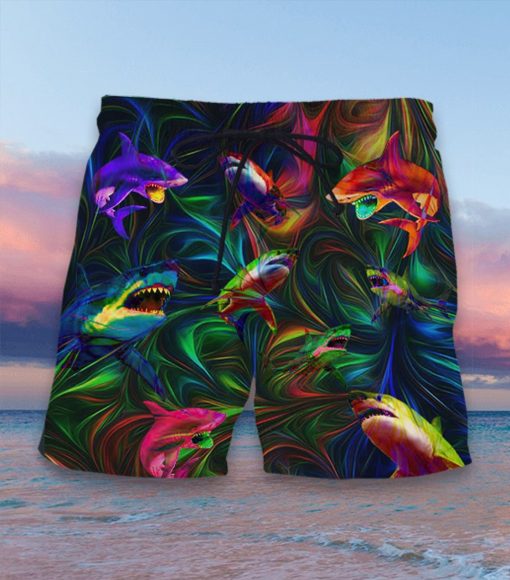 colorful shark full printing hawaiian shorts 3