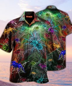 colorful spiderweb full printing hawaiian shirt 1