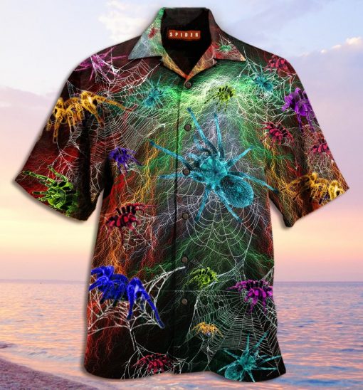 colorful spiderweb full printing hawaiian shirt 3