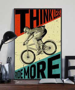 cycling ride think less ride more retro poster 2