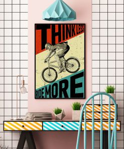 cycling ride think less ride more retro poster 4
