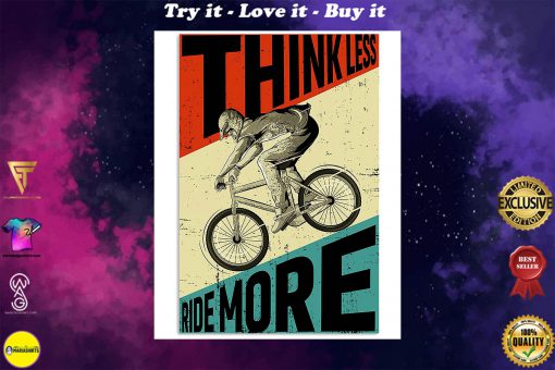 cycling ride think less ride more retro poster