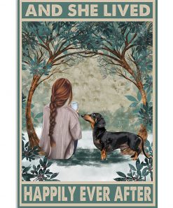 dachshund and she lived happily ever after retro poster 1