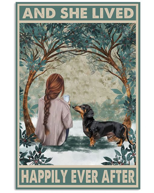 dachshund and she lived happily ever after retro poster 1