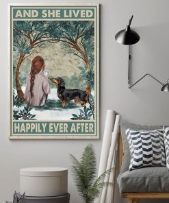 dachshund and she lived happily ever after retro poster 2
