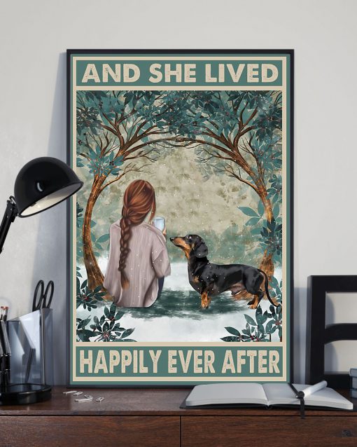 dachshund and she lived happily ever after retro poster 3