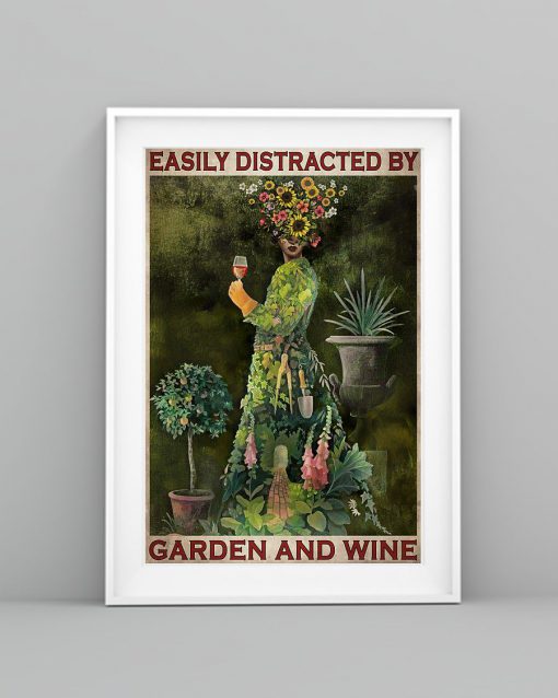 easily distracted by garden and wine retro poster 3