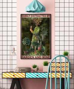 easily distracted by garden and wine retro poster 4