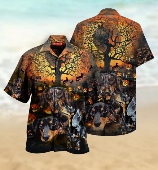 halloween dachshund full printing hawaiian shirt 1 - Copy