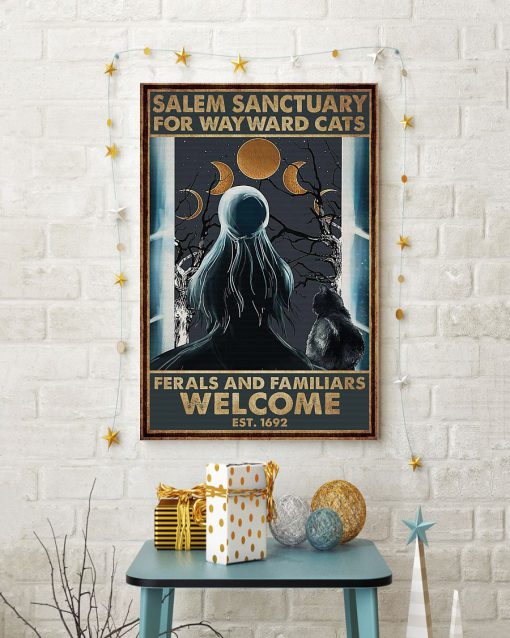 halloween girl and black cat salem sanctuary for wayward cats ferals and familiars welcome retro poster 4