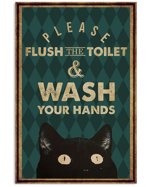 halloween please flush the toilet and wash your hands retro poster 1