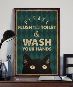 halloween please flush the toilet and wash your hands retro poster 2