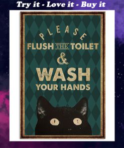 halloween please flush the toilet and wash your hands retro poster