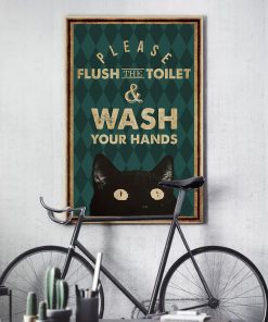 halloween please flush the toilet and wash your hands retro poster 3