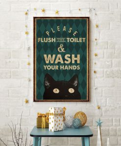 halloween please flush the toilet and wash your hands retro poster 4