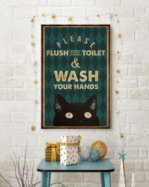 halloween please flush the toilet and wash your hands retro poster 4
