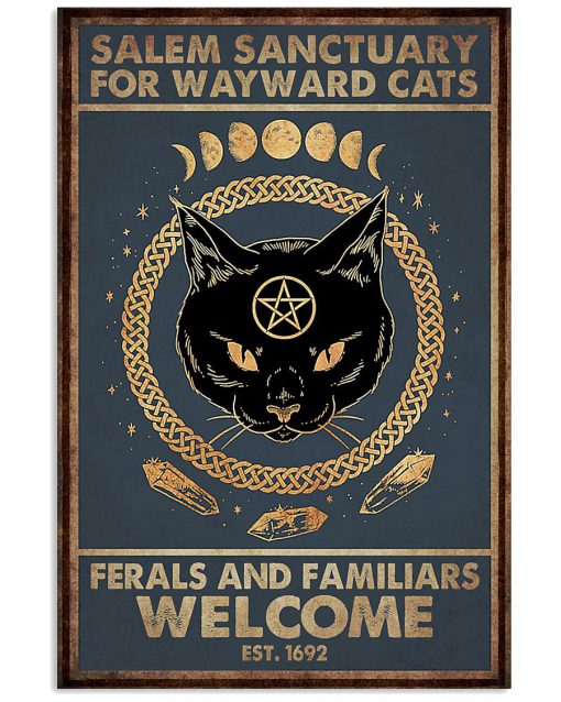halloween salem sanctuary for wayward cats ferals and familiars welcome black cat retro poster 1