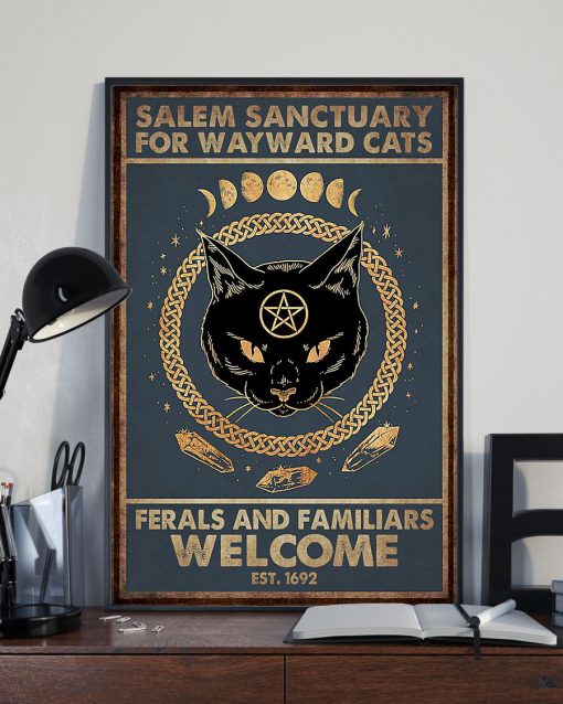halloween salem sanctuary for wayward cats ferals and familiars welcome black cat retro poster 2