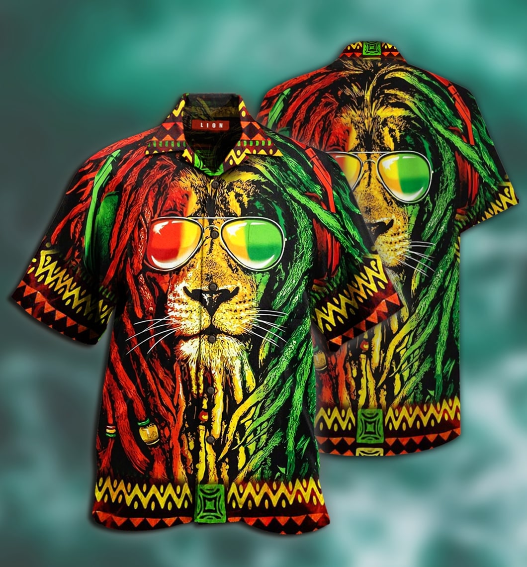 jamaica lion full printing hawaiian shirt 1 - Copy