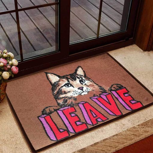 leave cat doormat 1