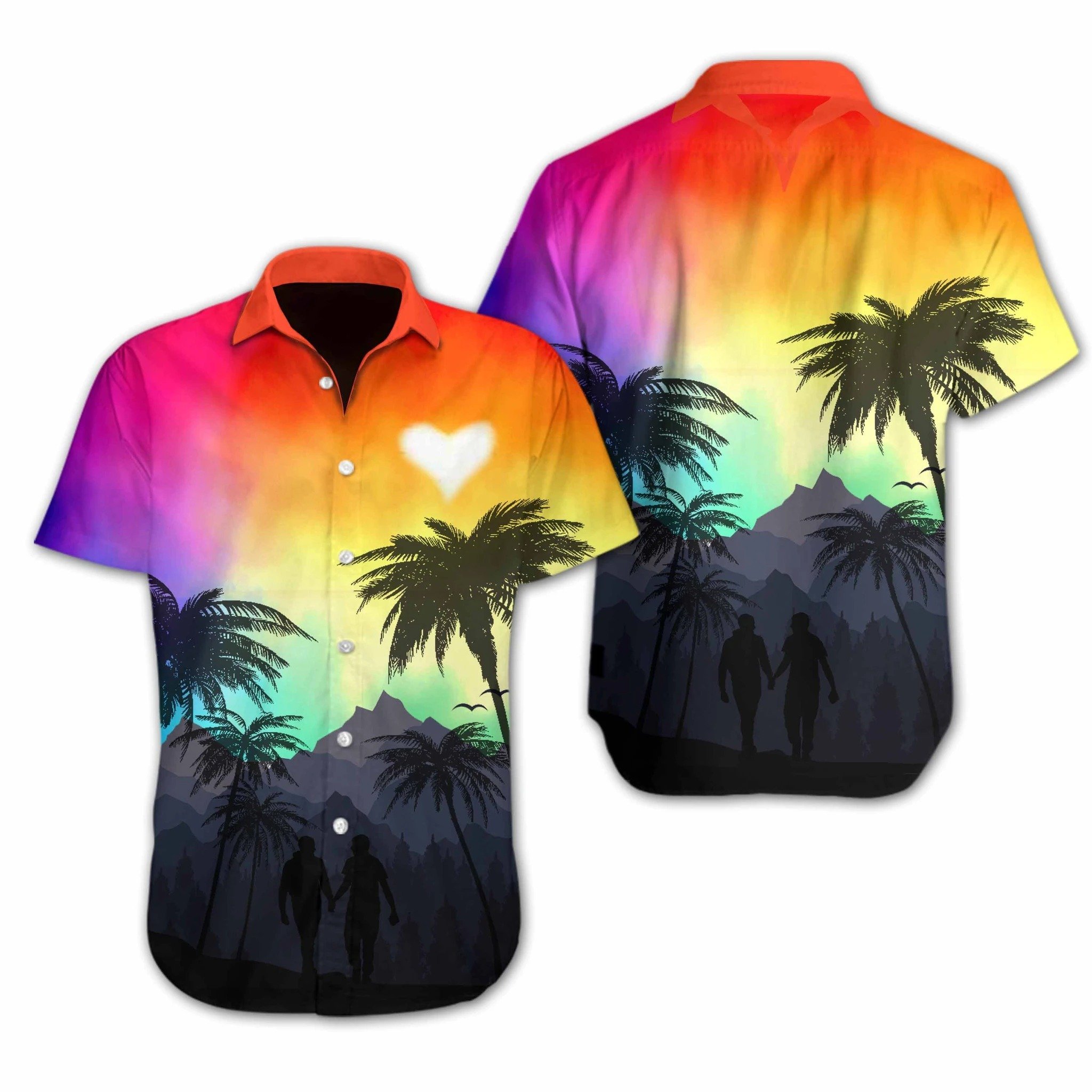 lgbt heart sunset full printing hawaiian shirt 1 - Copy