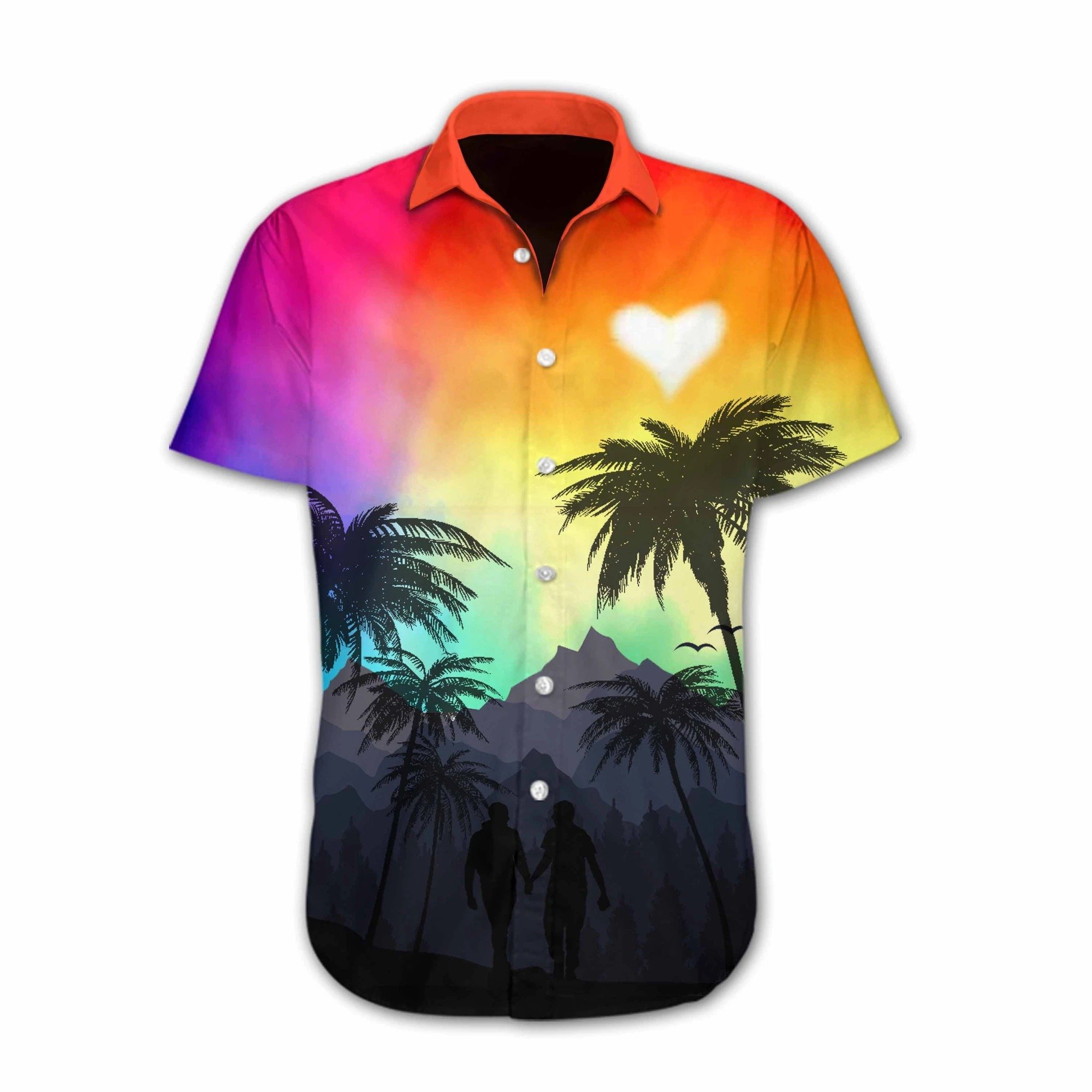 lgbt heart sunset full printing hawaiian shirt 3