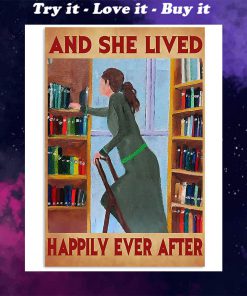 librarian and she lived happily ever after retro poster